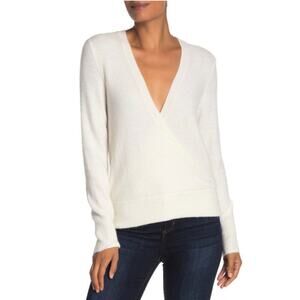 NEW * MADEWELL Alpaca/Wool Blend Wrap-Front Sweater, Antique Cream